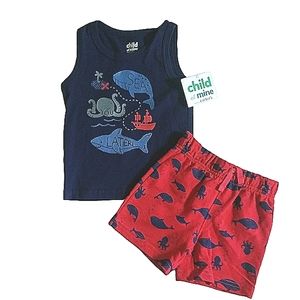 NWT Carter's Child of Mine Sea Life Shorts & Tank Outfit Set Size 12M